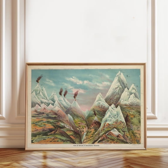 Vintage Mountain Illustration Wall Art Print, Unframed Paper Poster 8x10in