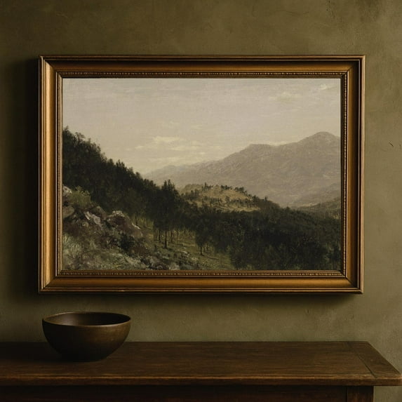 Vintage Mountain Landscape Print Poster Peaceful Forest Scene, Size 16x24 UNFFRAMED F03.1.7l650