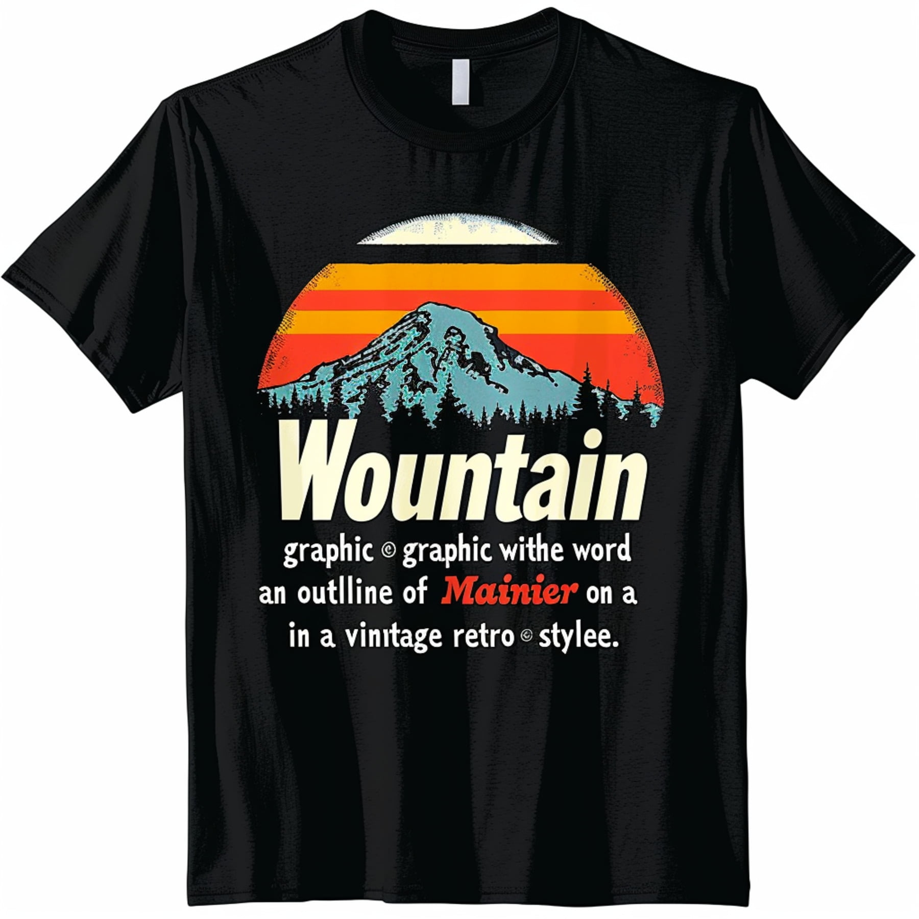 Vintage Mountain Sunset Washington Tee with Mount Rainier Outline Retro ...