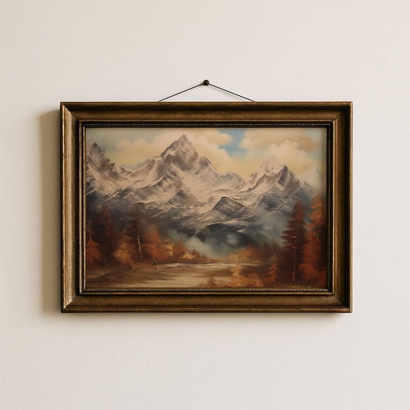 Vintage Mountain And Wildflower Landscape Wall Art Autumn Wall Art Rustic Home Decor Cottagecore Home Decor Farmhouse Nature Wall Art Poster, Unframed Poster Size 12x18 F03.1.15l925