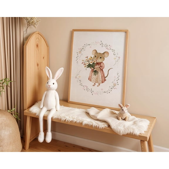 Vintage Mouse Art Print, Woodland Nursery Decor, Unframed Paper Poster 8x10in