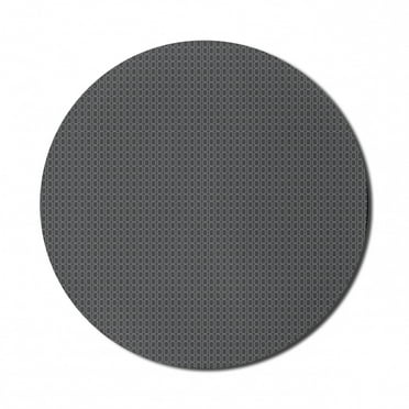 Vintage Mouse Pad for Computers, Antique Abstract Trellis with Repeating Geometric Shapes Motif Art Print, Round Non-Slip Thick Rubber Modern Mousepad, 8" Round, Grey and Dark Grey, by Ambesonne