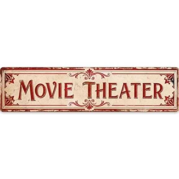 Vintage Movie Theater Metal metal sign Wall Decor 16x4 Inch