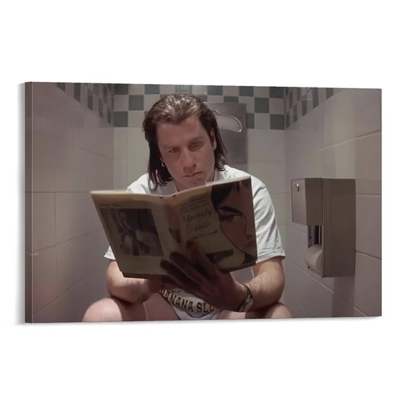 Vintage Movie Vincent Vega On Toilet Funny Bathroom Art Posters Home Decor Poster Wall Art Hanging Picture Print Bedroom Decorative Painting Posters Room Aesthetic 16x24inch(40x60cm)
