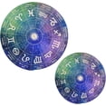 thumbnail image 1 of Vintage Multicolor Pattern in Turkish Style Round Cotton Trivets Pot Holders, Hot Pads Pure Cotton Stylish Coasters for Boho, Farmhouse, Kitchen - 2pcs (Zodiac) Home Decor, 1 of 7