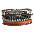 thumbnail image 1 of Vintage Multilayer Leather Men Fashion Braided Bracelet wood beads leather, 1 of 6
