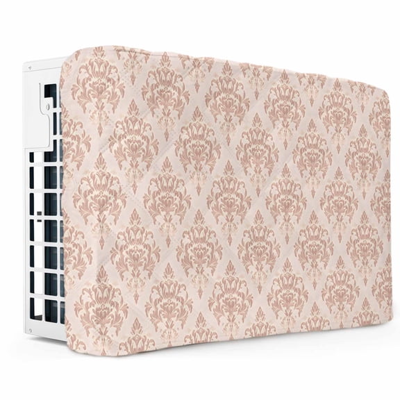 Vintage Mural Indoor Window Air Conditioner Cover Medieval Pink Turkish Pattern Double Insulation AC Covers for Inside Window Unit Waterproof AC Unit Covers for Winter 25"Lx18"Hx3.5"D
