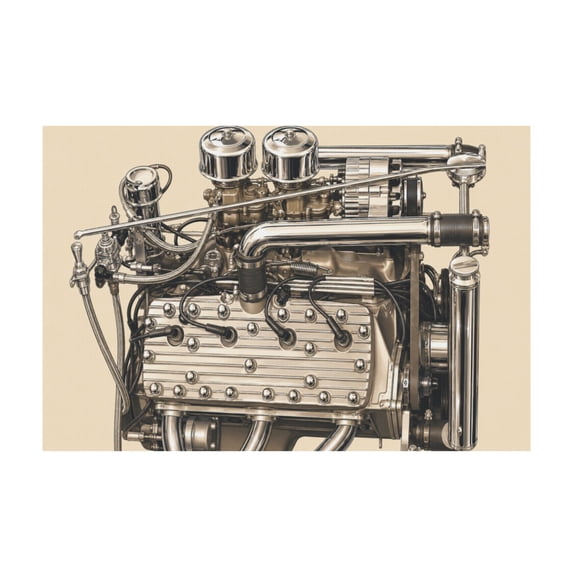 Vintage Muscle Car Flathead Engine Photograph Canvas Wall Art For Home Office Bar 12*18in