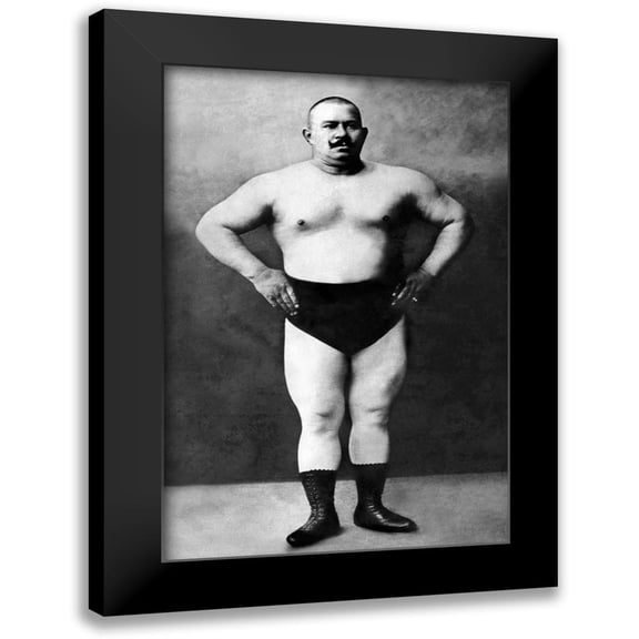 Vintage Muscle Men 11x14 Black Modern Framed Museum Art Print Titled - Bodybuilder in Hands on Hips Pose