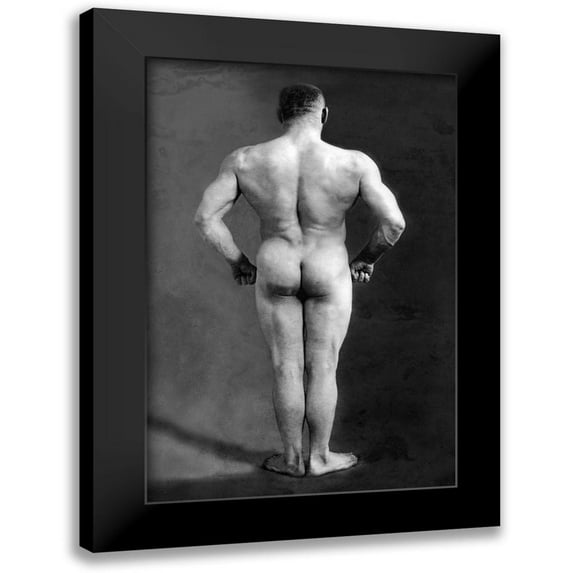 Vintage Muscle Men 11x14 Black Modern Framed Museum Art Print Titled - Bodybuilders Back