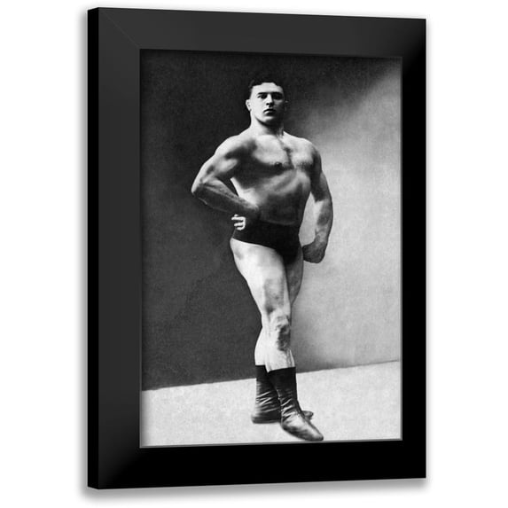 Vintage Muscle Men 13x18 Black Modern Framed Museum Art Print Titled - Bodybuilders Shadowed Front and Partial Right Profile