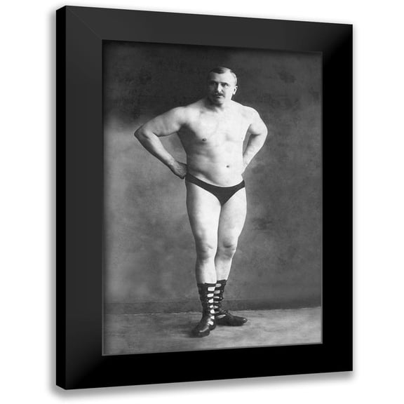 Vintage Muscle Men 17x24 Black Modern Framed Museum Art Print Titled - Bodybuilder with Hands on Hips