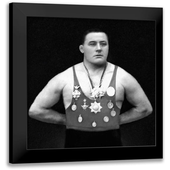 Vintage Muscle Men 20x20 Black Modern Framed Museum Art Print Titled - A Chestful of Awards