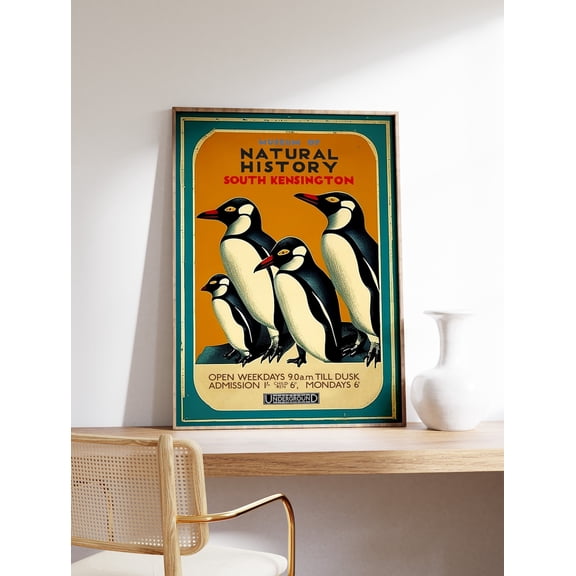 Vintage Museum Penguins Retro Natural History Animal Wall Art Print Unframed Paper Print