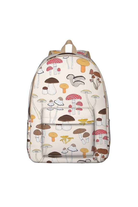 Vintage Mushroom Backpack, Boho Magical Forest Mushrooms School Bag with Botanical Woodland Design, Whimsical Fairy Tale Cottagecore Psychedelic Pattern, Aesthetic Gothic Style