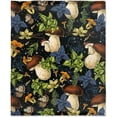 thumbnail image 1 of Vintage Mushroom Black Flannel Blanket, All Season Soft Cozy Plush Bed Throw fit Bedroom Living Room Sofa Bedding Office Cinema Farmhouse Beach Yoga Travel 50"x60"- Teens, 1 of 6