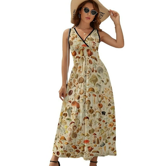 Vintage Mushroom Designs Collection Dress Fashion Boho Beach Long Dresses Female Party Printed Maxi Dress