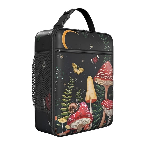 Vintage Mushroom Insulated Lunch Tote – Cottagecore Fungi and Aesthetic Gothic Mushroom Print, Magical Forest and Woodland Design, Waterproof Durable Thermal Cooler Bag for Everyday Use