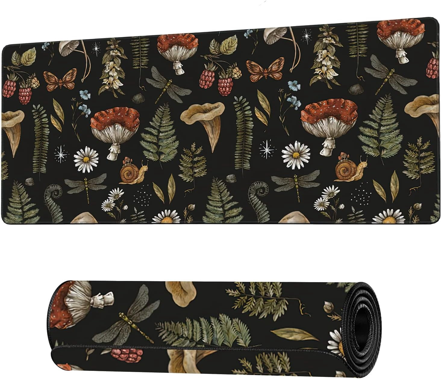 Vintage Mushroom Large Mouse Pad Extended Gaming Mouse Pad Waterproof Desk Mat with Stitched Edge,Non Slip Base Keyboard Mouse pad for Home Office 35.4" X 15.7"