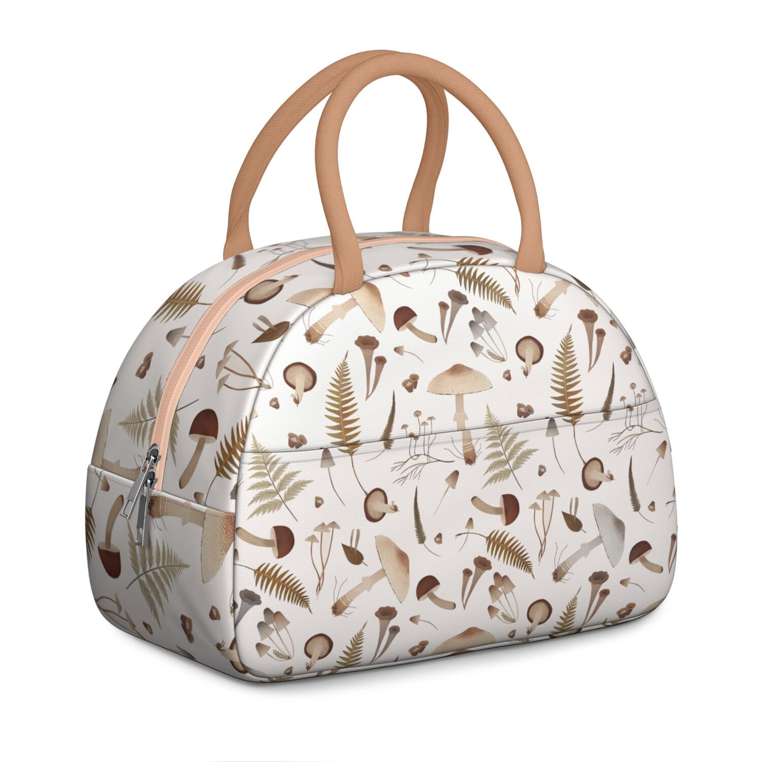 Vintage Mushroom Lunch Box – Reusable Insulated Bag with Botanical Fungi Design, Ideal for Work or Outdoors