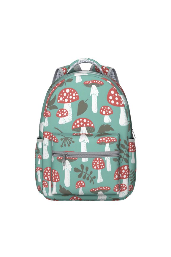 Vintage Mushroom School Backpack Whimsical Fairy Tale Mushroom and Cottagecore Fungi Design Aesthetic Psychedelic Trippy Backpack