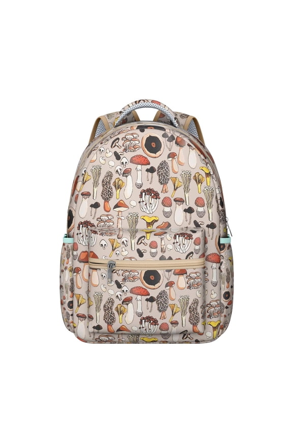 Vintage Mushroom School Backpack Whimsical Fairy Tale Mushroom and Cottagecore Fungi Design Aesthetic Psychedelic Trippy Backpack