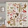 thumbnail image 1 of Vintage Mushroom Shower Curtain Retro Forest Nature Wild Plant Bathroom Decor with Aesthetic Mushrooms Butterflies Leaves Berries Cones Acorns, 70S 60S Modern Bathroom Accessories with Hooks 72X72IN, 1 of 5