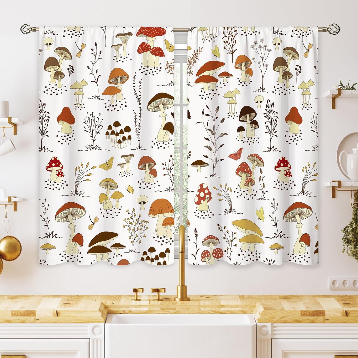 Customer reviews for Vintage Mushroom Small Kitchen Curtains Botanical ...