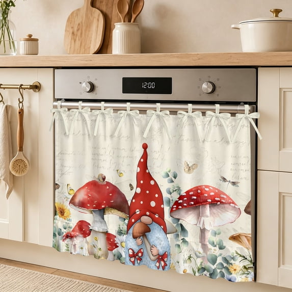 Vintage Mushrooms Gnome Oven Skirt Curtain Farmhouse Kitchen Decor ...