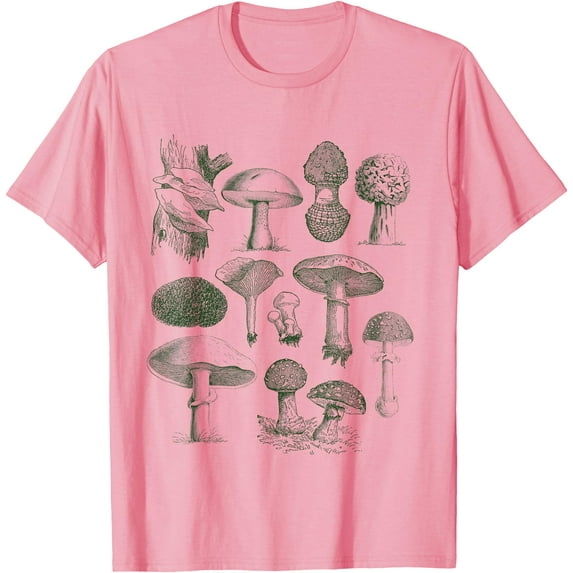 Vintage Mushrooms edible mushrooms foraging gift Fungi Unisex T-Shirt for Men Women Kids Toddler,Light Pink Color,Size YM