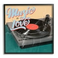 thumbnail image 1 of Vintage Music Is Love Turntable Inspirational Graphic Art Black Framed Art Print Wall Art, 1 of 7