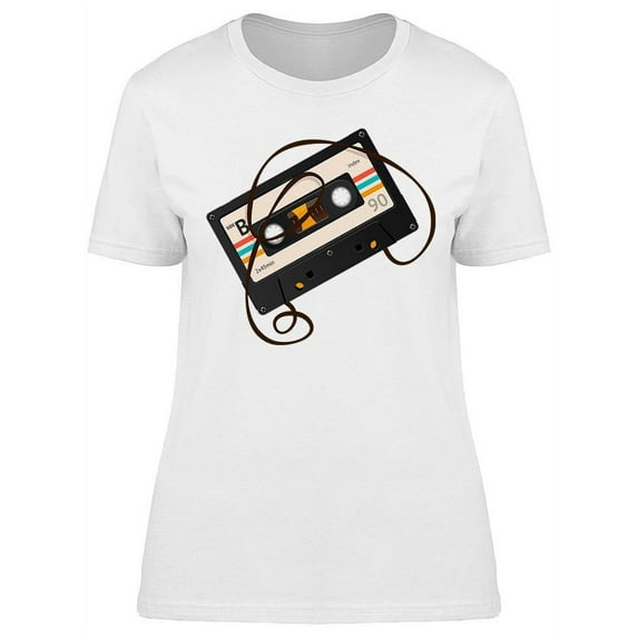 Vintage Music Tape T-Shirt Women -Image by Shutterstock, Female Large