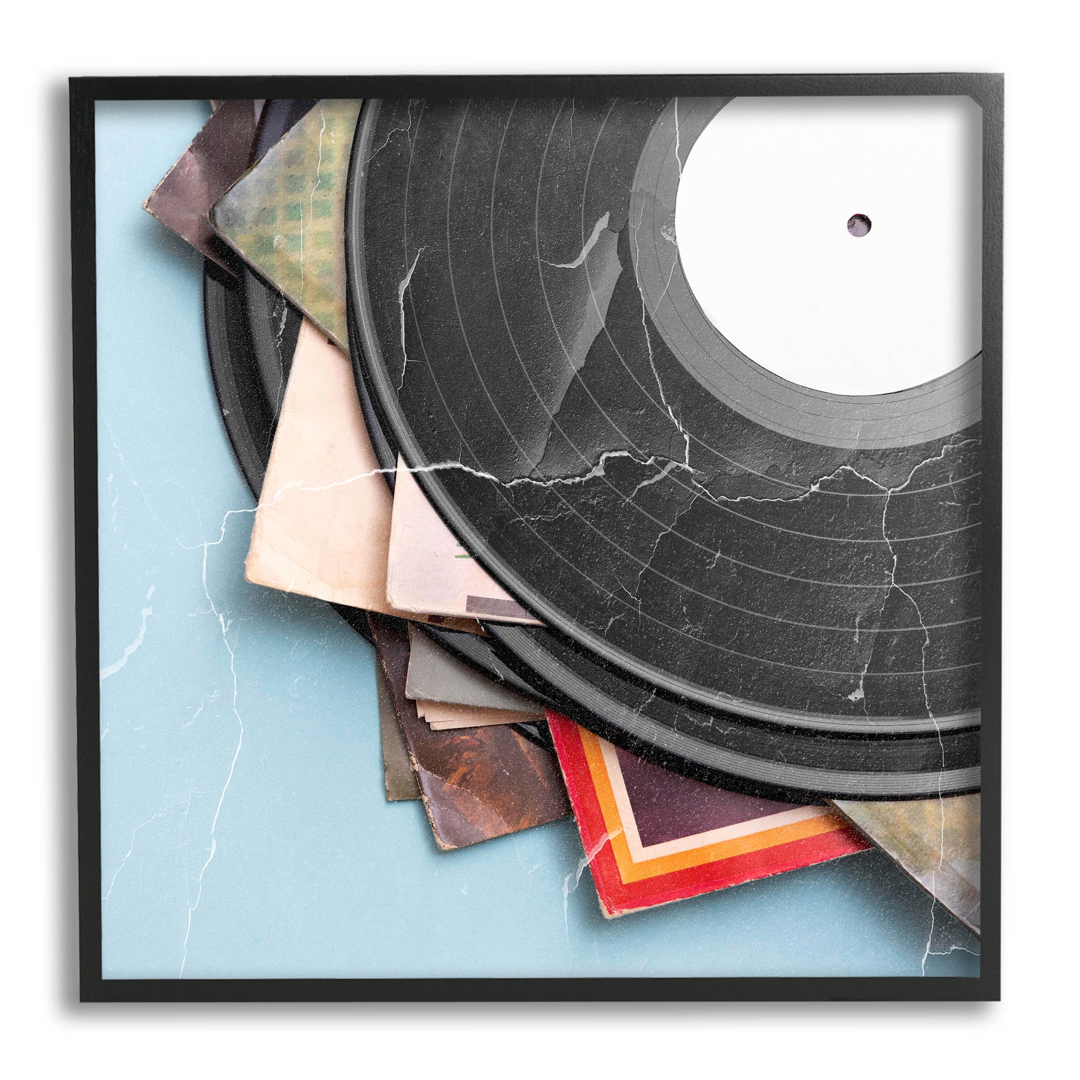 Vintage Music Vinyl Records Vintage Graphic Art Black Framed Art Print Wall Art