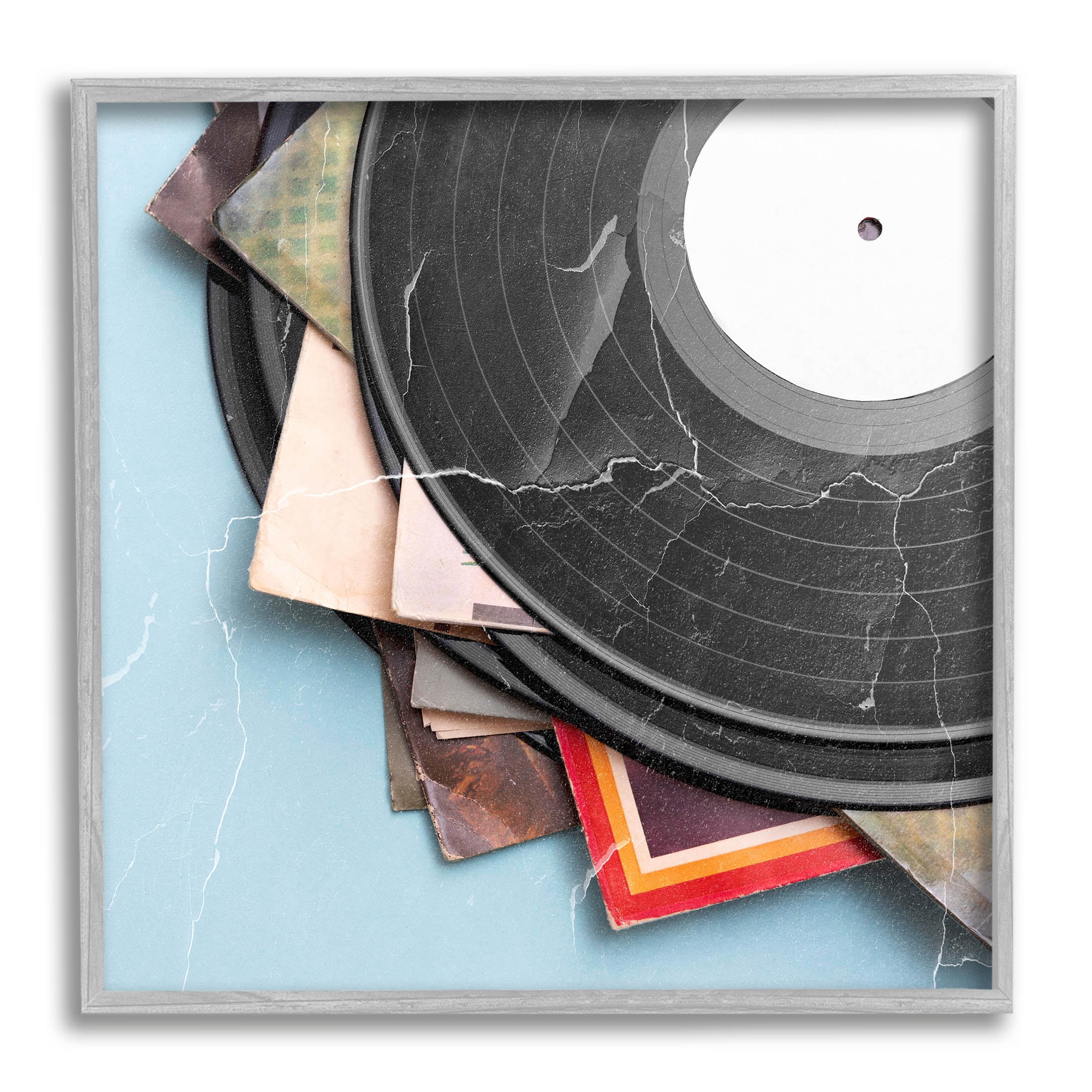 Vintage Music Vinyl Records Vintage Graphic Art Gray Framed Art Print Wall Art