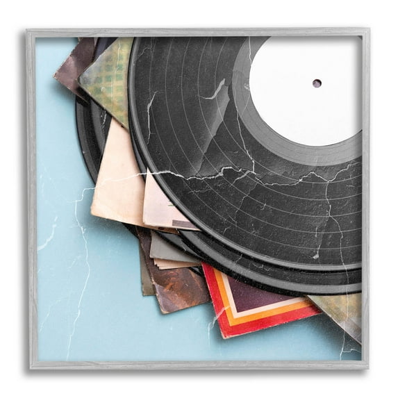 Vintage Music Vinyl Records Vintage Graphic Art Gray Framed Art Print Wall Art
