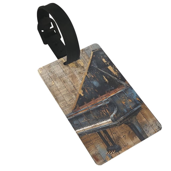 Vintage Musical Notes Piano Art Luggage Tags Suitcases ID Baggage Identifier Card Name Tag for Travel Backpacks Gym Bags