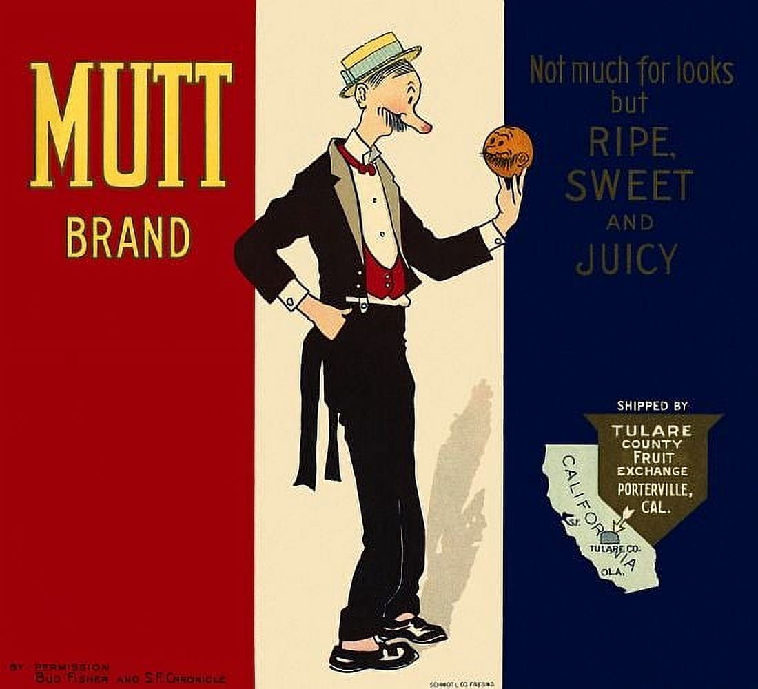 Vintage Mutt Brand Orange label Canvas Art - (36 x 54)