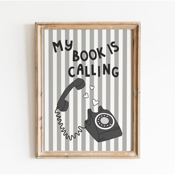 Vintage My Book Is Calling Reading Nook Bookish Decor Readers Print, Unframed Paper Poster 24x36in