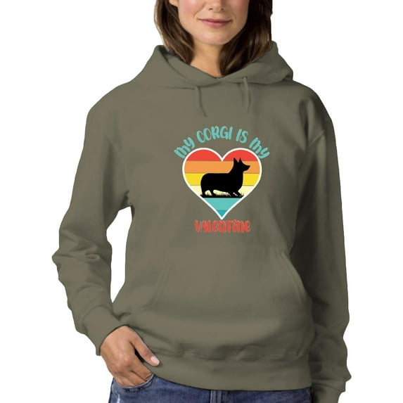 Vintage My Corgi Is My Valentine Hoodie Women -Image by Shutterstock, Female Small