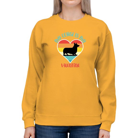 Vintage My Corgi Is My Valentine Sweatshirt Women -Image by Shutterstock, Female 5X-Large
