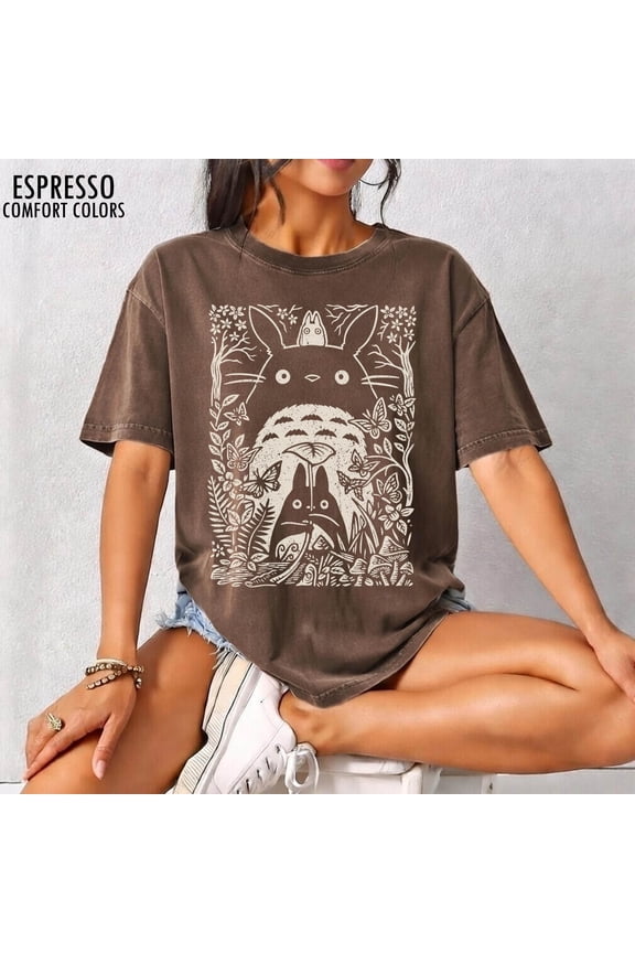 Vintage My Neighbor Totoro T-Shirt, Studio Ghibli Characters Youth Tee, Gift for Anime Lovers, Y2K Japanese Tshirt