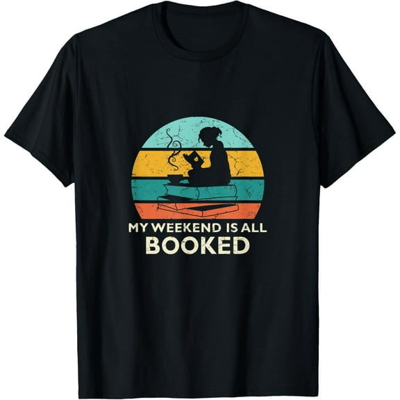 Vintage My Weekend Is All Booked Coffee Book Reader Retro T-Shirt