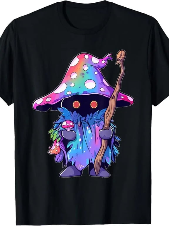 Vintage Mystical Mushroom Wizard Graphic T-Shirt