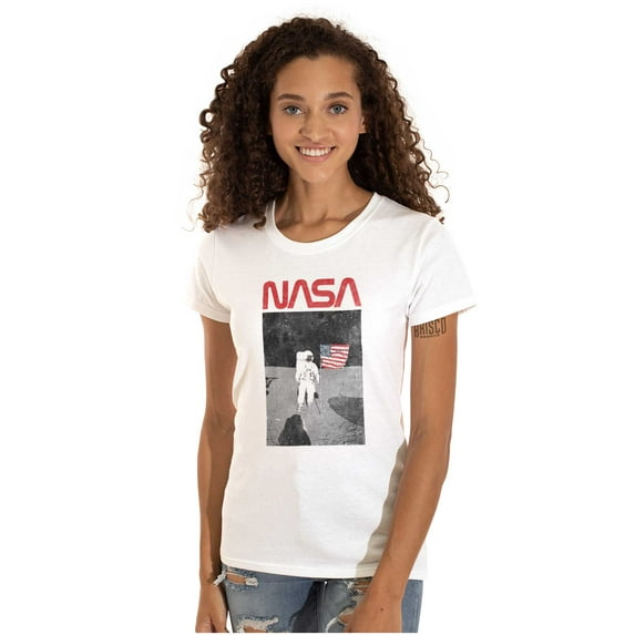 Vintage NASA Astronaut Space Landing Women's T Shirt Ladies Tee Brisco Brands S