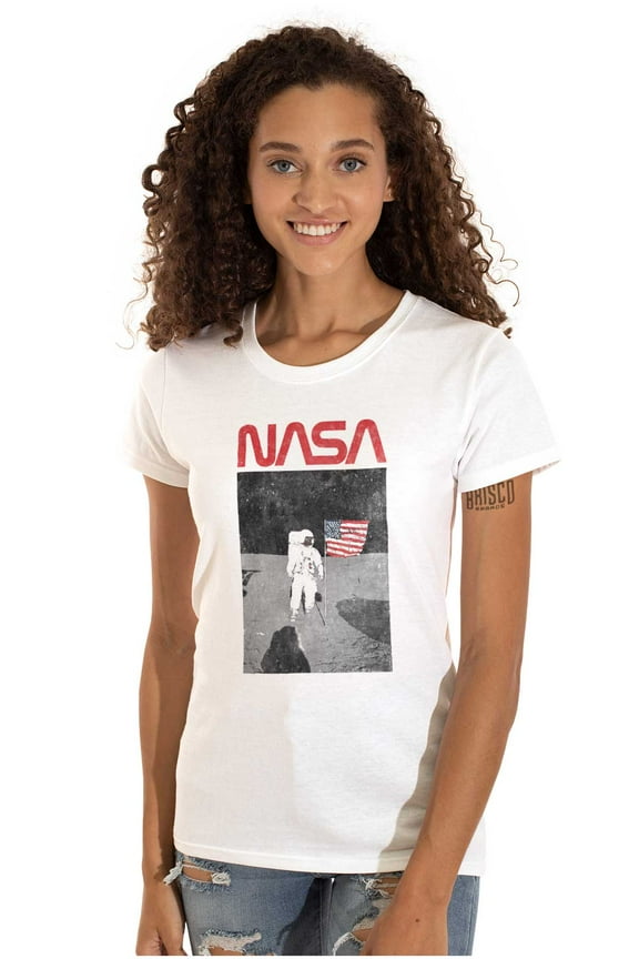 Vintage NASA Astronaut Space Landing Women's T Shirt Ladies Tee Brisco Brands S