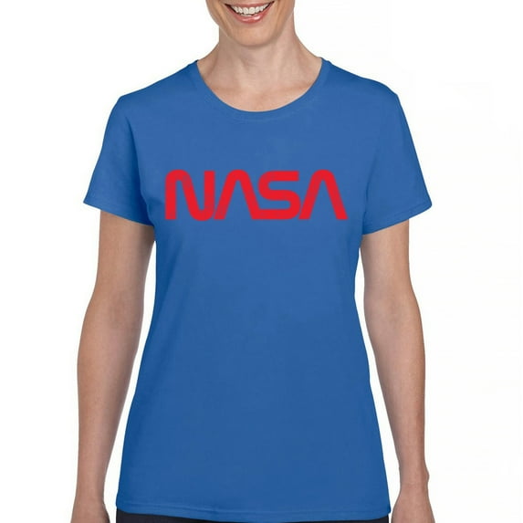 Vintage NASA Worm Logo T-Shirt Astronaut Space Exploration Emblem Women's Tee