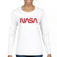 thumbnail image 1 of Vintage NASA Worm Logo Women's Long Sleeve T-shirt Astronaut Space Exploration Emblem, 1 of 7