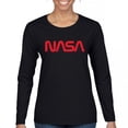thumbnail image 1 of Vintage NASA Worm Logo Women's Long Sleeve T-shirt Astronaut Space Exploration Emblem, 1 of 7
