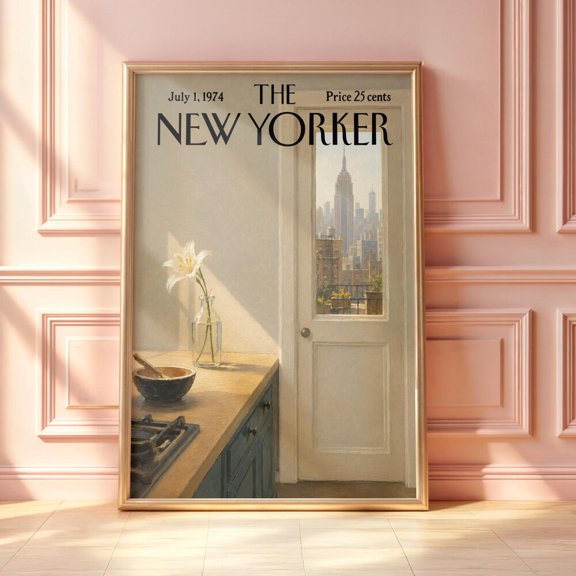 Vintage NYC Kitchen Manhattan Window Magazine Style Poster