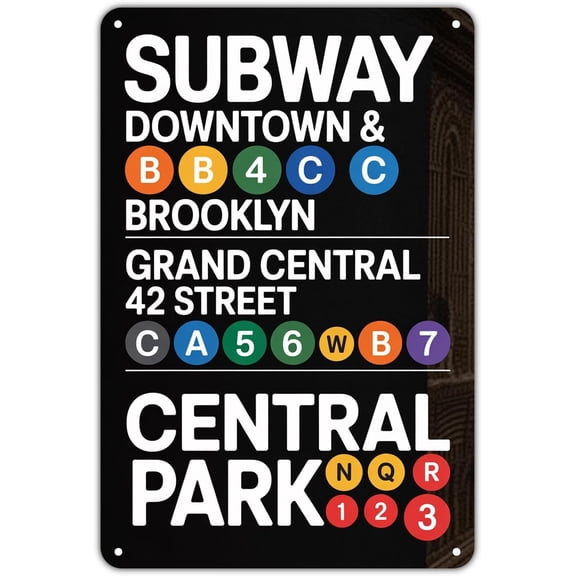 Vintage NYC Subway Line Metal Wall Sign 8 x 12 Inch Indoor Outdoor Decor